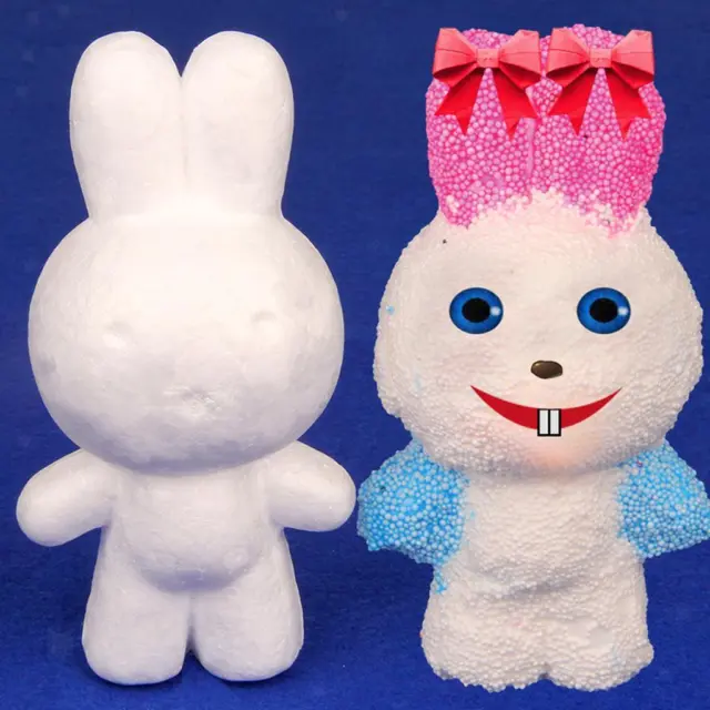 2Pcs Polystyrene Styrofoam Rabbit Shape Animal Foam Material Modelling Craft