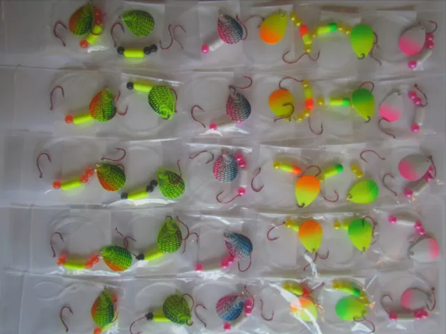 30 Spinner Floater Rigs Leech Minnow Crawler Harness Walleye, Bass, Pike Size 3