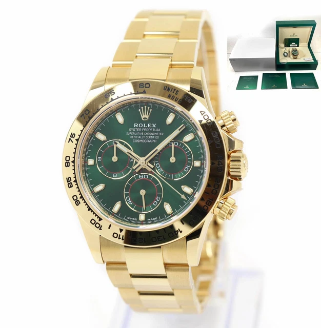 ROLEX DAYTONA JOHN Mayer 116508 2023 40 mm oro giallo 18 carati quadrante verde scatola documenti EUR 67.703 57 PicClick IT