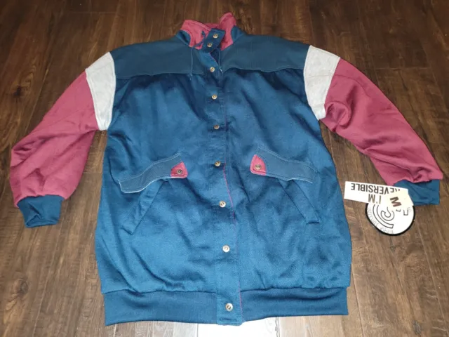 Vtg Retro Reversible 90s Color Block Jacket Be in The Current Seen Sz M New NWT