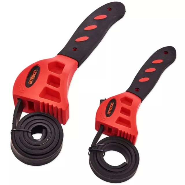 2Pc STRAP WRENCH SET 150mm & 100mm Adjustable Rubber Grip Pipe Hose Plumber Tool