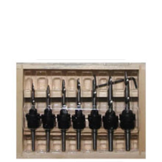 22pc SET COUNTERSINK DRILL BIT w/CASE Adjustable Depth Stop Collars Woodworking