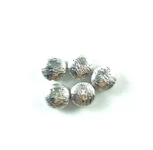 Antique Copper Brass Silver 10mm Decorative Lined Puffy Coin Beads Q20