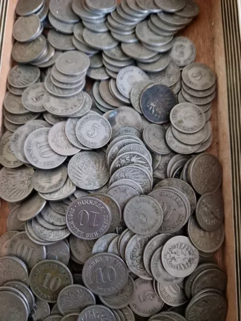 Sammlung Fast 1 KG KAISERREICH Münzen 5 Pfennig Und 10 PFENNIG