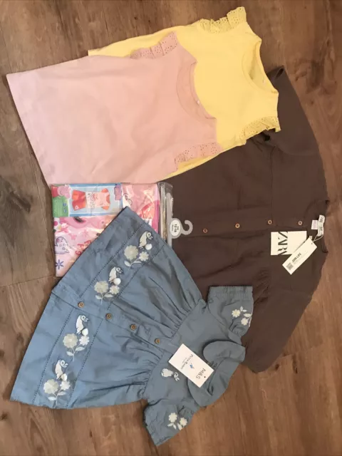 Pacchetto vestiti per bambine H&M Zara M&S nuovissimo età 12-18-24 mesi 5 articoli