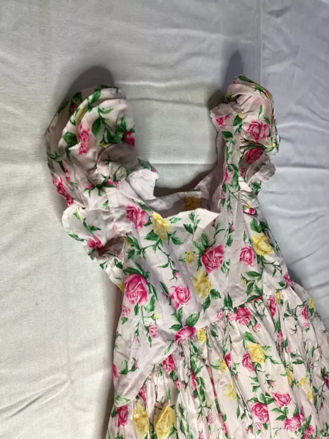 Janie and Jack Flower  Dress 10 Cotton Pink Floral Rose Flared Dress Girls 10