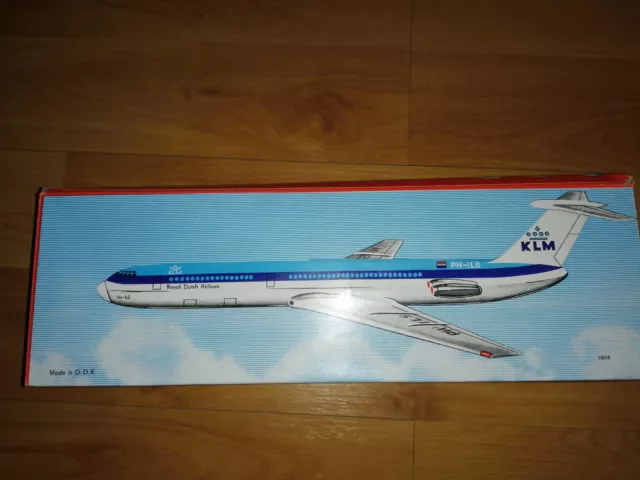 Blechspielzeug DDR Intercontinental KLM Blechflugzeug in OVP ca. 30 cm groß 2