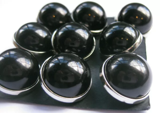 18mm Medium Nice  Domed Black Silver Edge Designer  Sewing Buttons Set 9