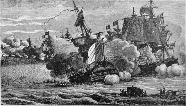 LOSS OF THE AVENGER (74-GUN SHIP) IN 1794 - 19th century board