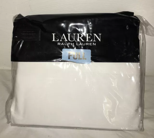 Polo Ralph Lauren White Full Sheet Set 4 Piece 300 Thread Count Sateen Cotton