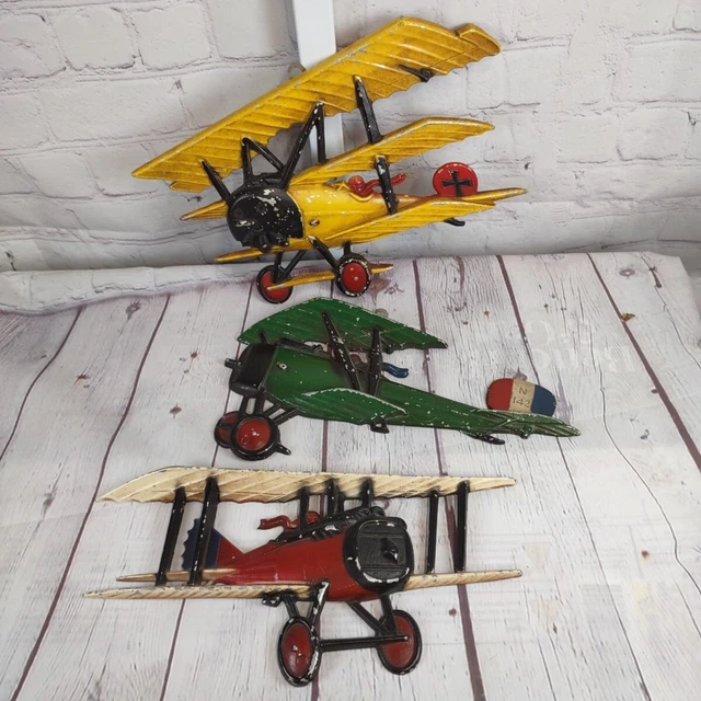 3 VTG WW1 Sexton Cast Aluminum Biplanes Airplanes Wall Hangers Homeco 1975 USA £23.58 PicClick UK