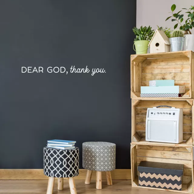 Vinyl Wall Art Decal - Dear God, Thank You - 3.5" x 30" - Lovely Spiritual Quote 3