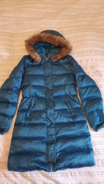 Lands End Kids sz M 10-12 DOWN COAT PARKA JACKET girl ROYAL BLUE warm winter./