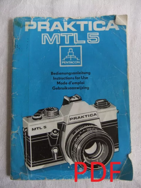 Instructions 35mm SLR camera PRAKTICA MTL5 Spanish German English   - Email/CD