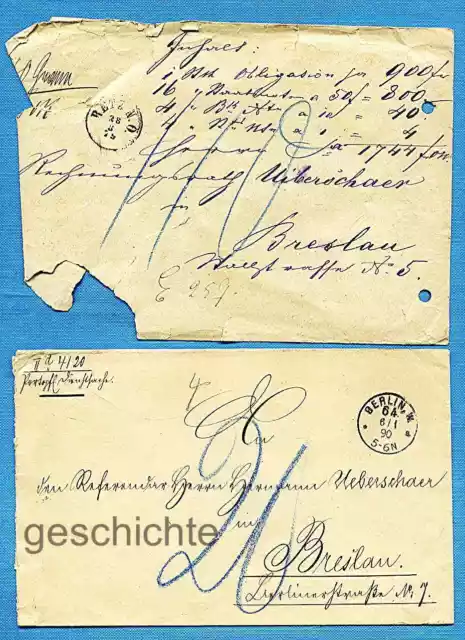 3 Postbelege, mit verschiedenen Siegeln, Breslau, Retz, um 1879/1900 !!!