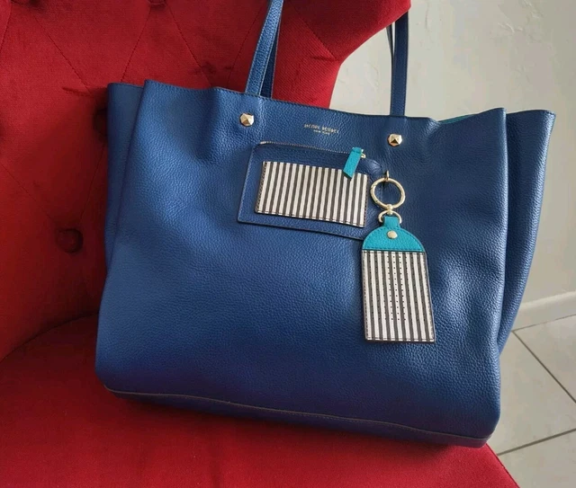 GREAT HENRI BENDEL The Influencer Blue Leather Tote Bag NWOT 120.00 PicClick