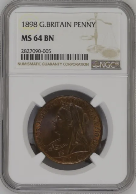 Great Britain 1 Penny 1898 Ngc Ms 64 Unc