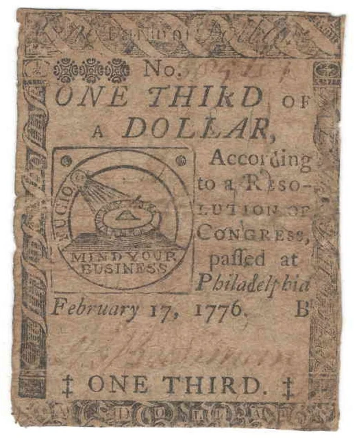 February 17, 1776 One Third of a Dollar Continental Currency CC-20