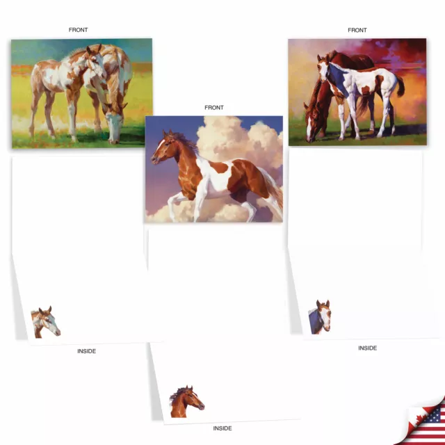 20 Blank Note Cards 4x5.12" w/ Envelopes (10 Designs,2 Each) Wild Horses 3