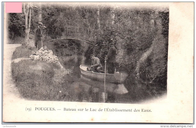 58 POUGUES LES EAUX - boat on lake Ets des eaux --