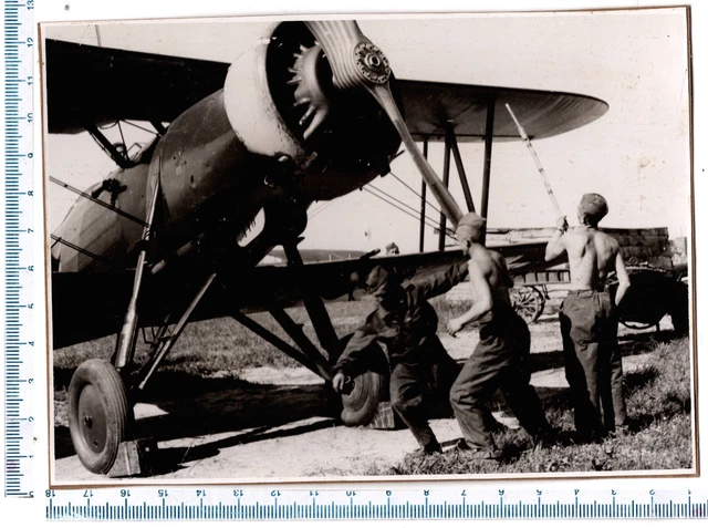 foto REGIA AERONAUTICA - BIPLANO atterrato, pilota a bordo