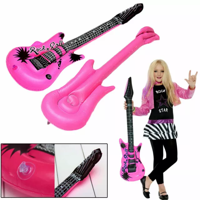 Inflatable Air Guitar Blow Up Rock&Roll Kids Party Decor Swim Beach Xmas Toy