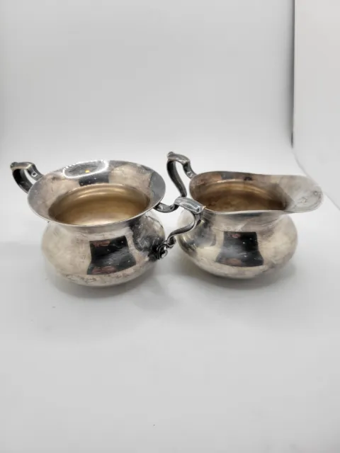 Vintage Heavy EPC Poole Silver Co Taunton MA creamer and sugar