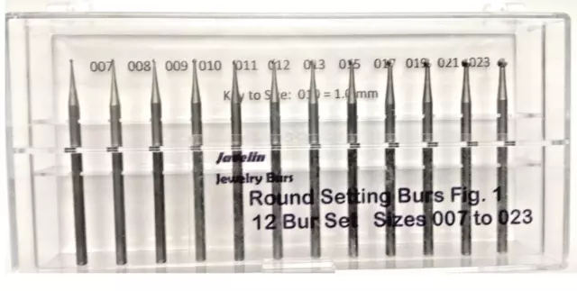 Jewelry Round-Ball Bur Set, 12 Pcs 007 To 023, Fig 1, Quality Burs For Jewelers