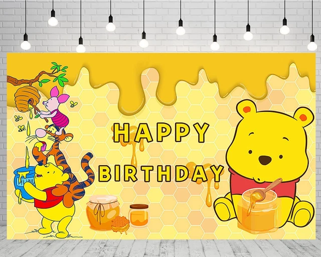 WINNIE THE POOH Happy Birthday Party Background Photo Backdrop Supplies