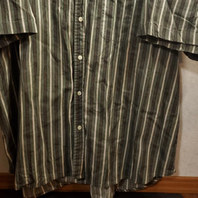 FADED GLORY, MENS Shirt, Size 3XL Green Herringbone w/ Striped Pattern ...
