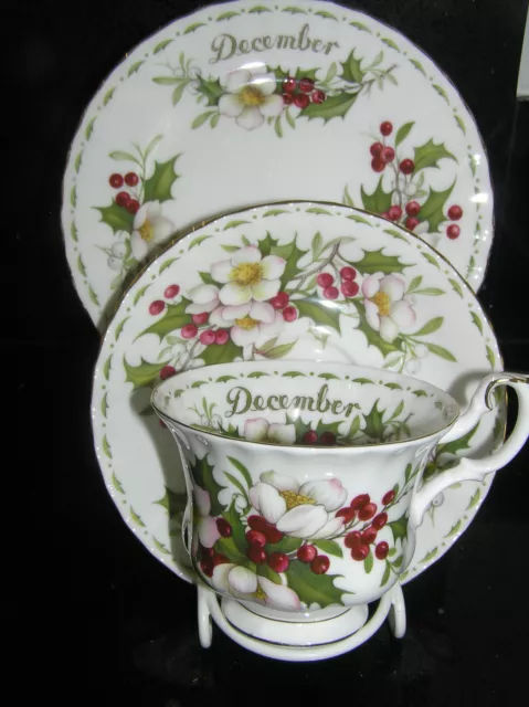 Fab Royal Albert Flower Of Month Christmas Rose December Cup Saucer Plate Trio