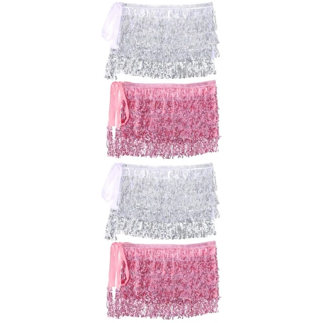 4 PCs Bauch Tanz Hüfte Schal Frauen Performance Taillenkettenröcke Glitzer