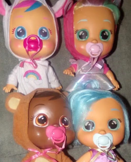 Cry Babies Crying Baby Doll LOT OF 4 Dreamy, Bonnie Bear, Dressy Kristal