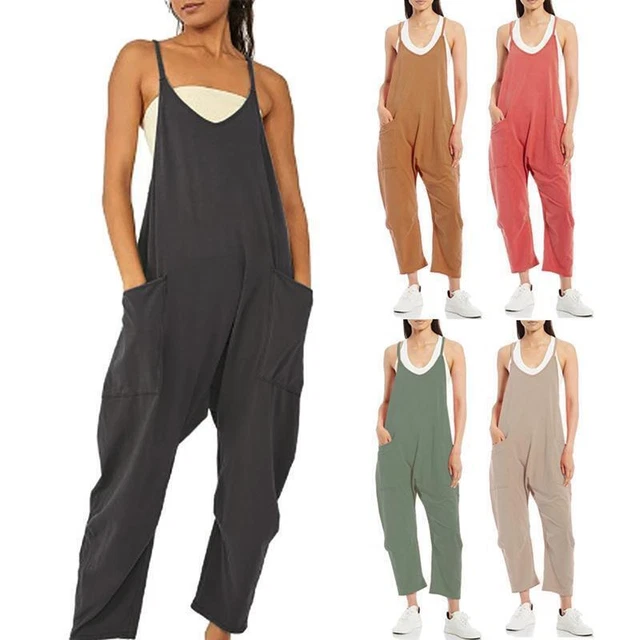 New Free People Movement Women Hot Shot One Piece Jumpsuit Washed Black