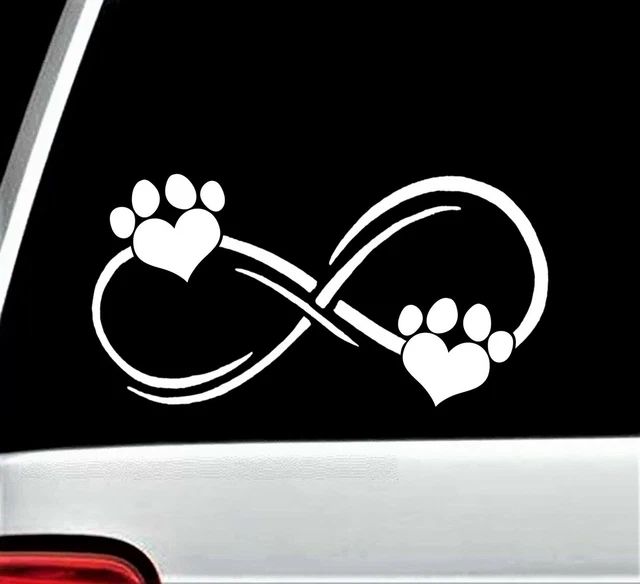 Infinity Paw Print Love Pet Decal Stickers – 3 Pack (White, 3", 4", 6") – Vinyl, No Background, For Car, Laptop, Window - View #7