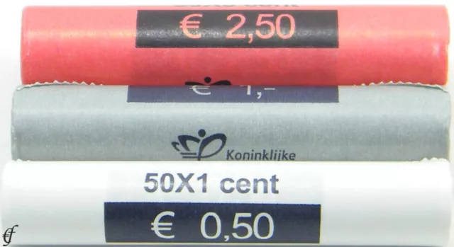 Niederlande 1 Cent, 2c + 5c in Rollen alle 2011 mit 150 Münzen prägefrisch
