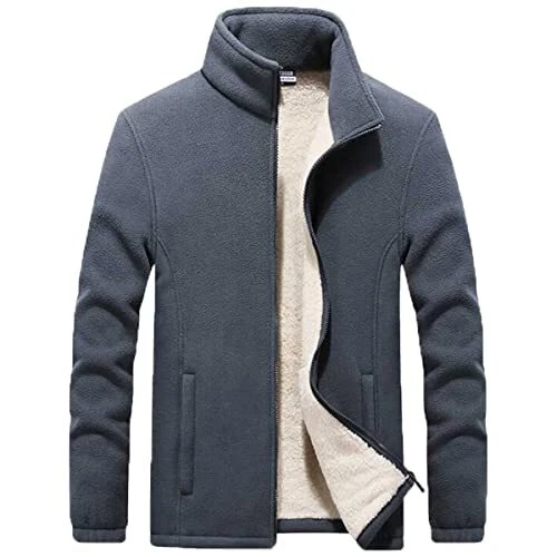 ASPFEIWELL Mens Polar Fleece Jacket Full Zip Warm Winter Jackets Mountain