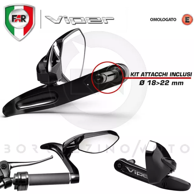 Coppia Specchietti A Manubrio Con Paraleva Alluminio Lever Far Shield Viper Moto