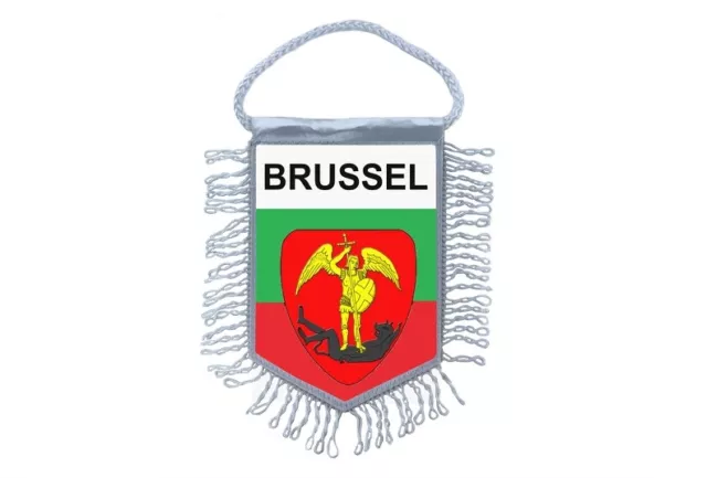 fanion mini drapeau pays voiture decoration souvenir blason bruxelles belgique