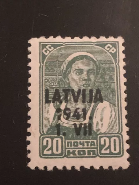 Stamp 1941 Germany Occupation Latvia 20 Kon / Overprint - 1V - Mnh
