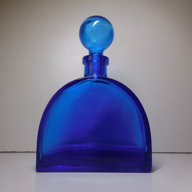 N23.247 bouteille flacon parfum vintage art déco verre bleu fait main opaque
