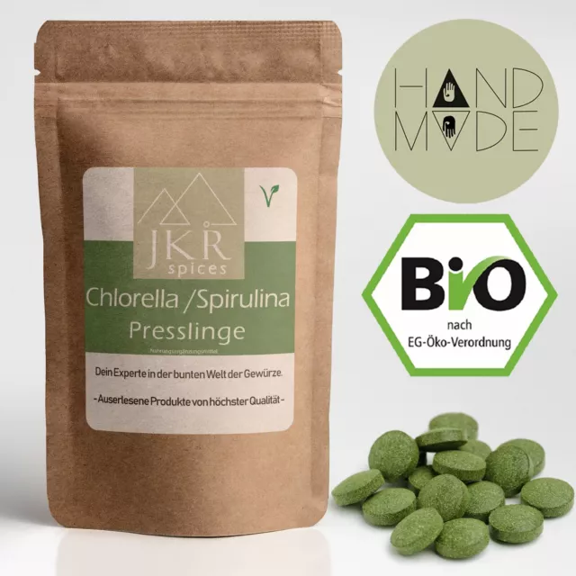 1kg Bio Chlorella Spirulina Presslinge zu je 500mg | Algen Tabs ohne Zusätze