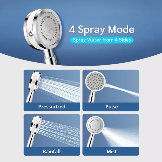 4Modes High Turbo Pressure Handheld Shower Head Kit Bathroom Water Saving Filter 2