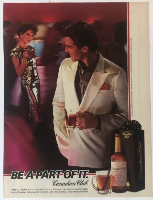 Canadian Club Blended Whiskey 1986 Vintage Print Ad 8x11 Inches Bar Decor
