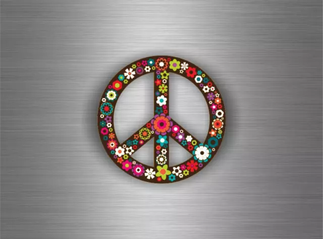 Sticker Car Motorbike Tuning Peace And Love Flag Flower