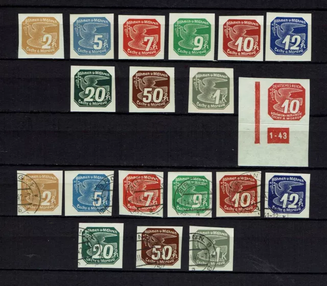 DR /Briefmarken 1939/40 Böhmen und Mähren Mi.-Nr.42-50 postfrisch /gestempelt