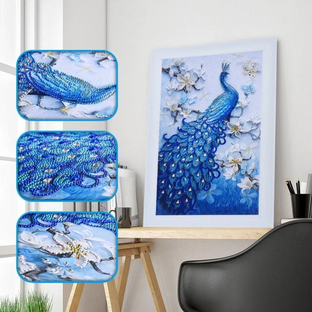 Pfau 5D Diamantmalerei Sonderform Strassbild für Wanddekoration 2