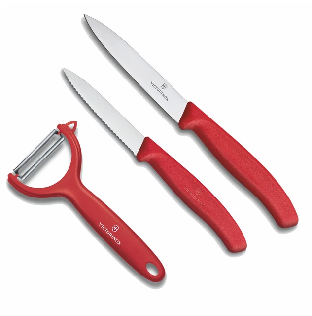 VICTORINOX Küchenset 3tlg. Gemüsemesser Küchenmesser Y Schäler - rot