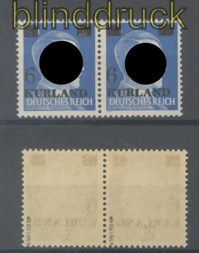 dt. Besetzung 2. WK Kurland Mi # III/I Typenpaar Aufdruckmarke postfrisch gepr.