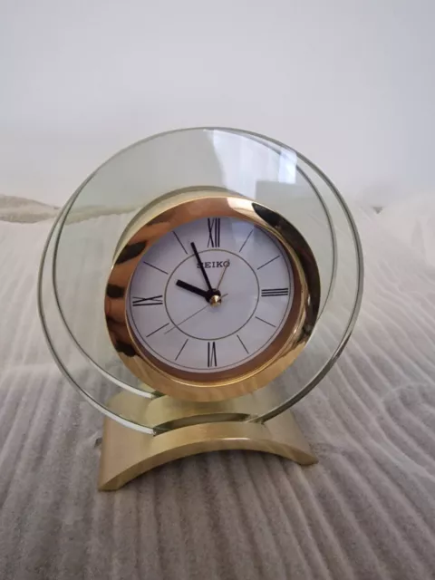 Seiko Qhe057G Mantle Battery Clock  Gold Tone